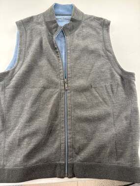 Tommy Bahama Mens XXL Reversible Full Zip Vest Gray Blue Marlin Zipper